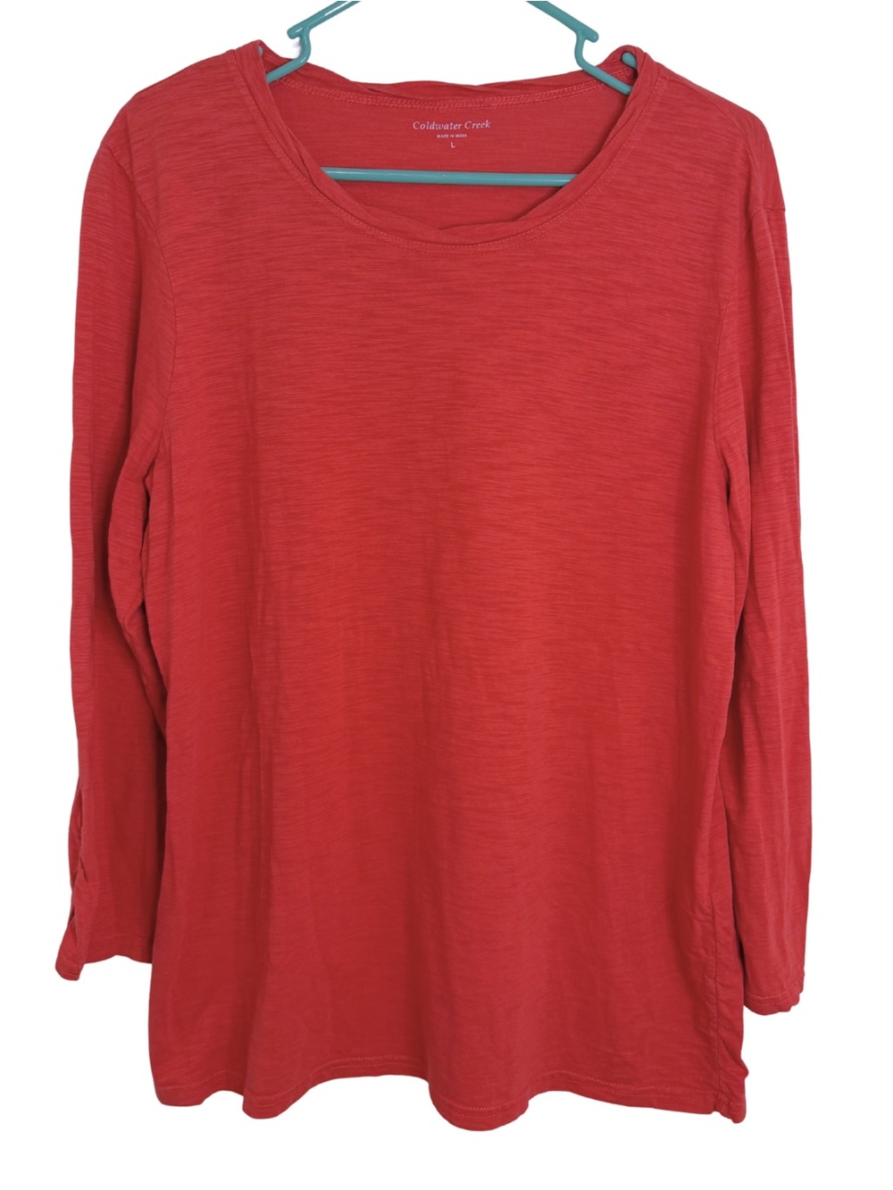 3/$20 Coldwater Creek Red Long Sleeve Round Neck Tee Size Large